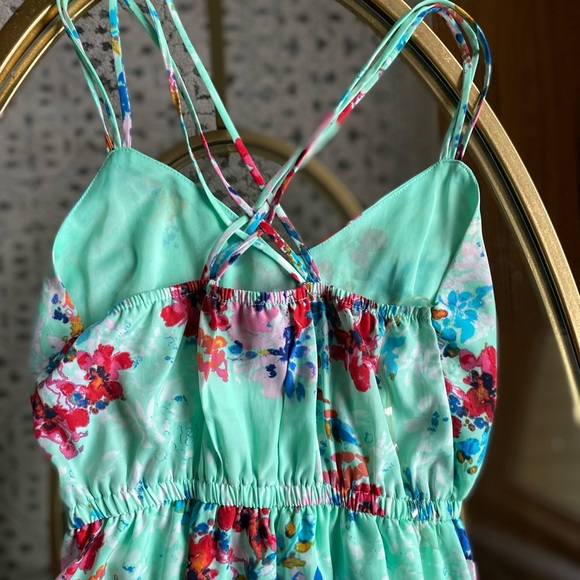 Spring & Summer Floral High Low Dress with Sinch waist and cross back straps - Picture 3 of 7